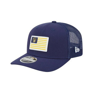 �j���[�G�� �����Y �X�q �A�N�Z�T���[ Men's Navy Milwaukee Brewers Flag 9SEVENTY Stretch-Snap Hat Navy