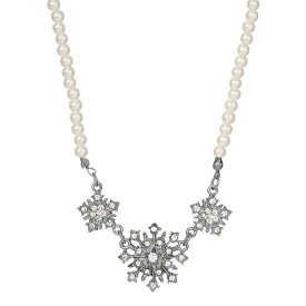 2028 レディース ネックレス・チョーカー・ペンダントトップ アクセサリー Imitation Pearl Crystal Starburst Collar Necklace Silver-White