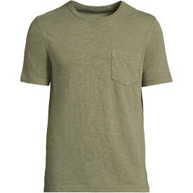 ランズエンド メンズ Tシャツ トップス Men's Short Sleeve Garment Dye Slub Pocket Tee Deep lichen green