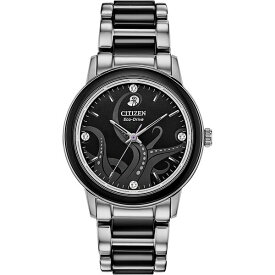 シチズン メンズ 腕時計 アクセサリー Ursula Diamond-Accent Stainless Steel & Black Ceramic Bracelet Watch 36mm Silver-tone