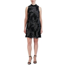 ロビービー レディース ワンピース トップス Petite Printed Embellished Sleeveless Dress Black/Silver