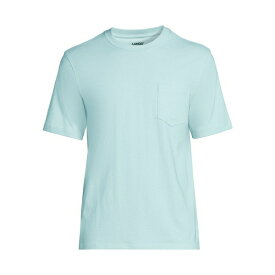 ランズエンド メンズ Tシャツ トップス Men's Super-T Short Sleeve T-Shirt with Pocket Light blue radiance