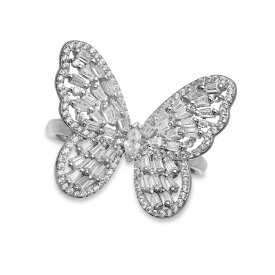 ジャニ ベルニーニ レディース リング アクセサリー Cubic Zirconia Baguette Butterfly Ring (1-1/2 ct. t.w.) In Sterling Silver or 18K Rose Gold over Sterling Silver Sterling Silver