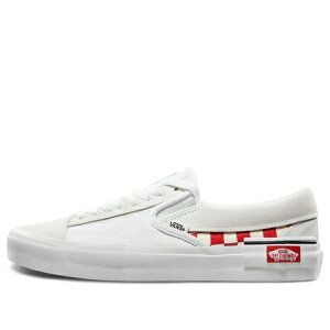 Vans �o���Y �����Y �X�j�[�J�[ �yVans Slip-On Cap Low Top Skate Shoes Unisex Red Grid White VN0A3WM5TLJ�z �T�C�Y US_9.5(27.5cm)