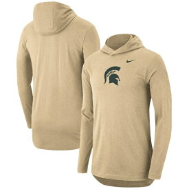 ナイキ メンズ Tシャツ トップス Michigan State Spartans Nike Campus Long Sleeve Hoodie TShirt Tan