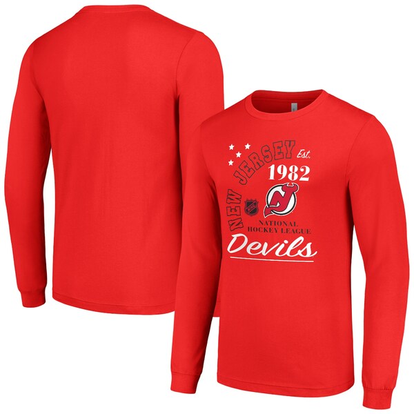 【送料無料】 スターター メンズ Tシャツ トップス New Jersey Devils Starter Arch City Theme Graphic Long Sleeve TShirt Redのサムネイル