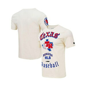 �v���X�^���_�[�h �����Y �V���c �g�b�v�X Men's Cream Texas Rangers Cooperstown Collection Old English T-shirt Cream
