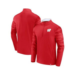 �t�@�i�e�B�N�X �����Y �p�[�J�[�E�X�E�F�b�g�V���c �A�E�^�[ Men's Red, White Wisconsin Badgers Ringer Quarter-Zip Top Red, White