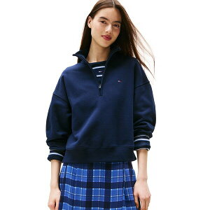 g~[qtBK[ fB[X p[J[EXEFbgVc AE^[ Women's Boxy Cotton Flag-Logo Sweatshirt Dark Night Navy