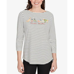 r[[h fB[X Jbg\[ gbvX Petite Holiday Dogs Striped Knit Top Black Multi