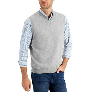 Nu[ Y jbg&Z[^[ AE^[ Men's Solid V-Neck Sweater Vest, Created for Macy's Soft Gray Heather