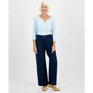 �X�^�C���A���h�R�[ ���f�B�[�X �J�W���A���p���c �{�g���X Petite Mid Rise Wide-Leg Pants, Macy's Exclusive Industrial Blue