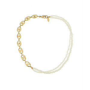 GeBJ fB[X lbNXE`[J[Ey_ggbv ANZT[ 18K Gold Plated Link Chain and Cultured Freshwater Pearl Beaded Necklace Gold-Tone