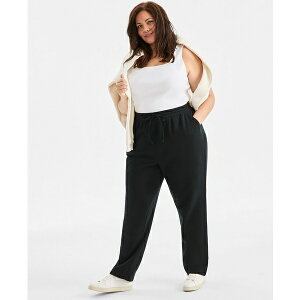 �X�^�C���A���h�R�[ ���f�B�[�X �J�W���A���p���c �{�g���X Women's Mid Rise Drawstring-Waist Fleece Pant, XS-4X, Created for Macy's Deep Black