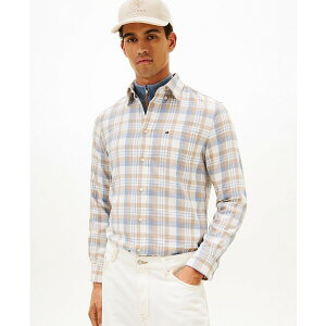 g~[ qtBK[ Y Vc gbvX Men's Soft Touch Blend Check Shirt Ivory Petal/Check