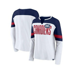 t@ieBNX fB[X Jbg\[ gbvX Women's White/Navy Montreal Canadiens Frozen Long Sleeve Notch Neck T-Shirt White, Navy