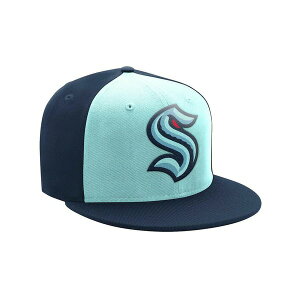 X^[^[ Y Xq ANZT[ Men's Light Blue, Deep Sea Blue Seattle Kraken Logo Two-Tone Snapback Hat Light Blue, Deep Sea Blue