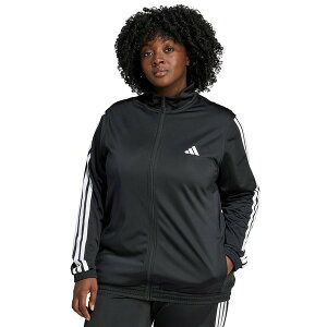 AfB_X fB[X WPbgu] AE^[ Plus Size Essentials Tricot Three Stripes Track Jacket Black/White