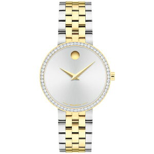 oh fB[X rv ANZT[ Women's Museum Classic Lab Grown Diamond Swiss Quartz Stainless-Steel Light Yellow PVD Watch, 29.5mm Two-Tone