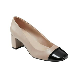 バンドリーノ レディース ヒール シューズ Women's Candy Square Toe Block Heel Pumps Beige/Black Patent