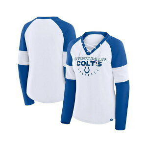 t@ieBNX fB[X Jbg\[ gbvX Women's White/Royal Indianapolis Colts Redzone Blitz Package Raglan Lace-Up V-Neck Long Sleeve T-Shirt White, Royal