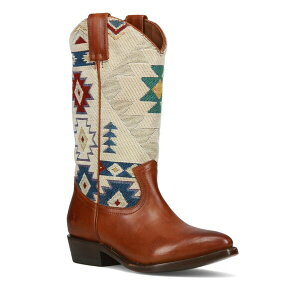 tC fB[X u[c V[Y Women's Billy Western Fabric Leather Boots Caramel Southwest Print