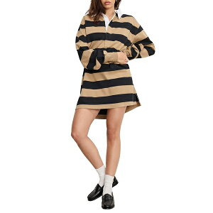 �O�b�h�A�����J�� ���f�B�[�X �����s�[�X �g�b�v�X Women's Cotton Jersey Polo Mini Dress Black Rugby Stripe