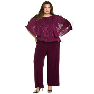 A[AhG`[Y fB[X s[X gbvX Plus Size Overlay Sleeveless Jumpsuit Wine