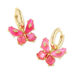 �P���h���X�R�b�g ���f�B�[�X �s�A�X���C�������O �A�N�Z�T���[ 14k Gold-Plated Mixed Stone Butterfly Charm Huggie Hoop Earrings Pink Mix