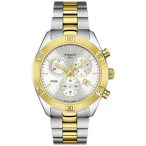 eB\bg fB[X uXbgEoOEANbg ANZT[ Women's Swiss Chronograph T-Classic PR 100 Two-Tone PVD Stainless Steel Bracelet Watch 38mm Two Tone
