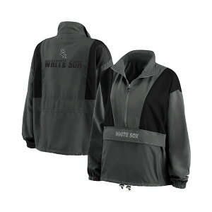 EFA oC GEAh[Y fB[X WPbgu] AE^[ Women's Charcoal Chicago White Sox Packable Half-Zip Jacket Charcoal