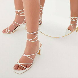 【送料無料】 アイソウイットファースト レディース サンダル シューズ Lace Up Mid Heel Toe Post Sandals White