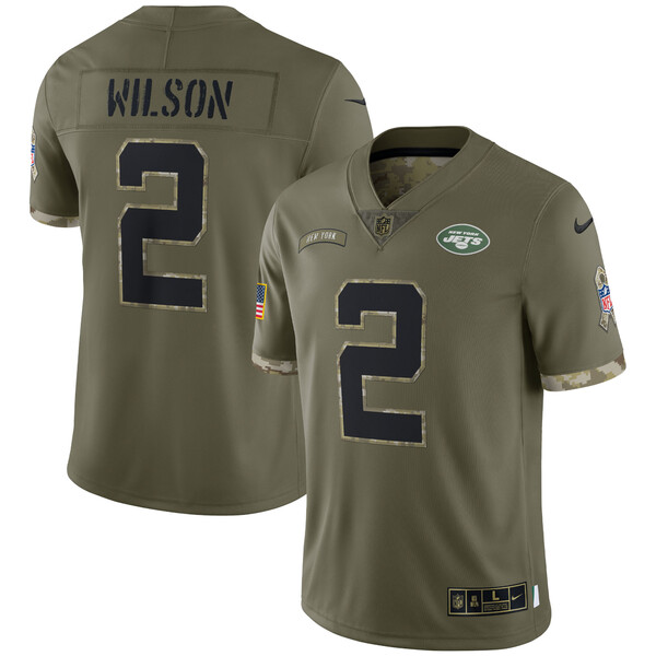 ナイキ メンズ ユニフォーム トップス Zach Wilson New York Jets Nike 2022 Salute To Service Limited Jersey Olive