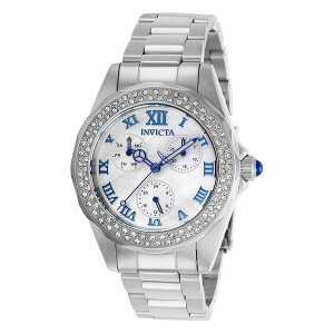 CrN^ fB[X rv ANZT[ Women's 28436 Angel Quartz 3 Hand White Dial Watch Silver