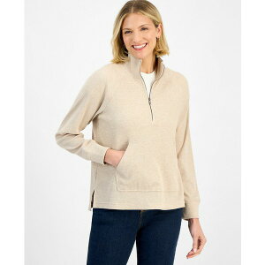 �X�^�C���A���h�R�[ ���f�B�[�X �W���P�b�g���u���]�� �A�E�^�[ Women's Waffle-Knit Quarter Zip Top, Macy's Exclusive Heather Sandstone