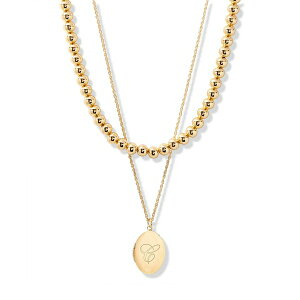 ubN Ah [N fB[X lbNXE`[J[Ey_ggbv ANZT[ Gold Plated Isla Initial Oval Locket Layering Necklace Set Gold-C