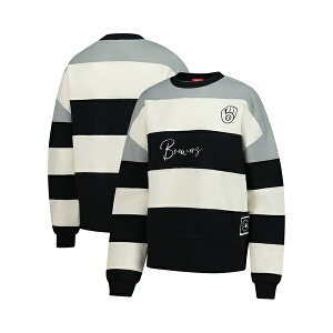 �~�b�`�F��&�l�X ���f�B�[�X �p�[�J�[�E�X�E�F�b�g�V���c �A�E�^�[ Women's Gray/Black Milwaukee Brewers Cooperstown Collection Blocked Fleece Pullover Sweatshirt Gray, Black