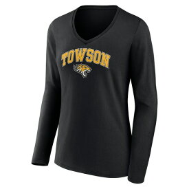 ファナティクス レディース Tシャツ トップス Towson Tigers Fanatics Branded Women's Campus Long Sleeve VNeck TShirt Black