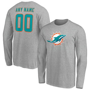 t@ieBNX Y TVc gbvX Miami Dolphins Fanatics Branded Team Authentic Custom Long Sleeve TShirt Gray