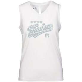 レベルウェア レディース Tシャツ トップス New York Yankees Levelwear Women's Paisley Sweep VNeck Tank Top White