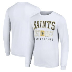 スターター メンズ Tシャツ トップス New Orleans Saints Starter Throwback Logo Long Sleeve TShirt White