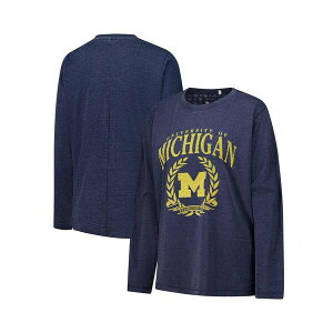�v���X�{�b�N�X ���f�B�[�X �J�b�g�\�[ �g�b�v�X Women's Navy Michigan Wolverines Chandler Olive Leaf Arch Long Sleeve T-Shirt Navy