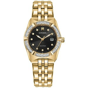 V`Y fB[X uXbgEoOEANbg ANZT[ Eco-Drive Women's Corso Diamond (1/10 ct. t.w.) Gold-Tone Stainless Steel Bracelet Watch 28mm Gold-tone
