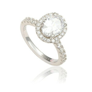 X[W[ BA j[[N fB[X O ANZT[ Suzy Levian Sterling Silver Oval Cubic Zirconia Halo Ring White