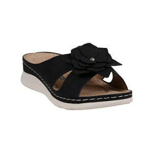 W[V[V[Y fB[X T_ V[Y Women's Claire Flower Rosette Comfort Sandals Black