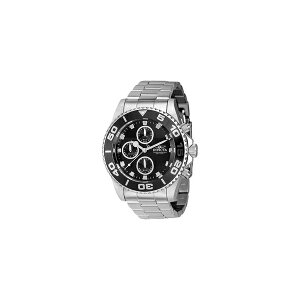 CrN^ Y rv ANZT[ Men's 43405 Pro Diver Quartz Chronograph Black Dial Watch Silver