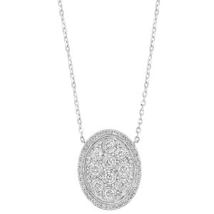 GtB[ RNV fB[X lbNXE`[J[Ey_ggbv ANZT[ EFFY Diamond Cluster Oval Halo 18" Pendant Necklace (5/8 ct. t.w.) in Sterling Silver Sterling Silver