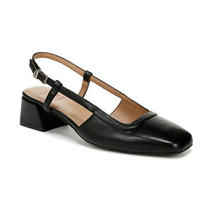 �i�`�����C�U�[ ���f�B�[�X �p���v�X �V���[�Y Block Heel Square Toe Leather Slingback Pumps Black Leather