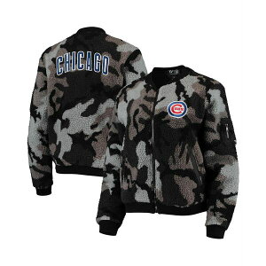 U Ch RNeBu fB[X WPbgu] AE^[ Women's Black Chicago Cubs Camo Sherpa Full-Zip Bomber Jacket Black