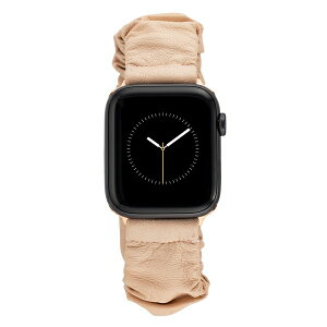 アンクライン レディース 腕時計 アクセサリー Women's Beige Genuine Leather Scrunchie Band designed for Apple Watch 42mm (Series 10) & 38/40/41mm Blush